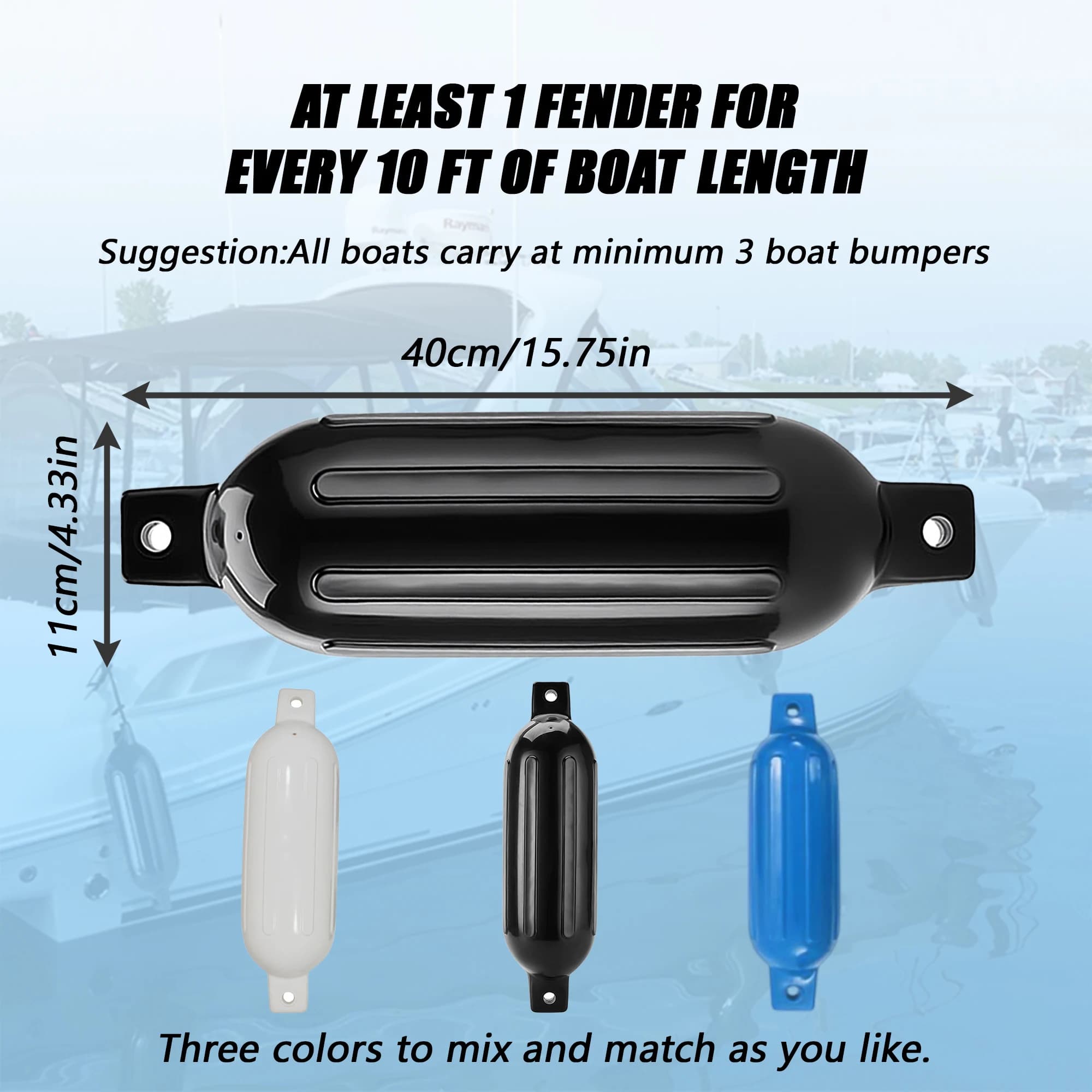 Boat Fenders 2 Pack Boat Bumpers for Docking Inflatable Ribbed Marine buoys Bumper for Docking with 2 Ropes,2 Needles and 1 Pump,Pontoon Boat Fender for Yachts,Bass Boats