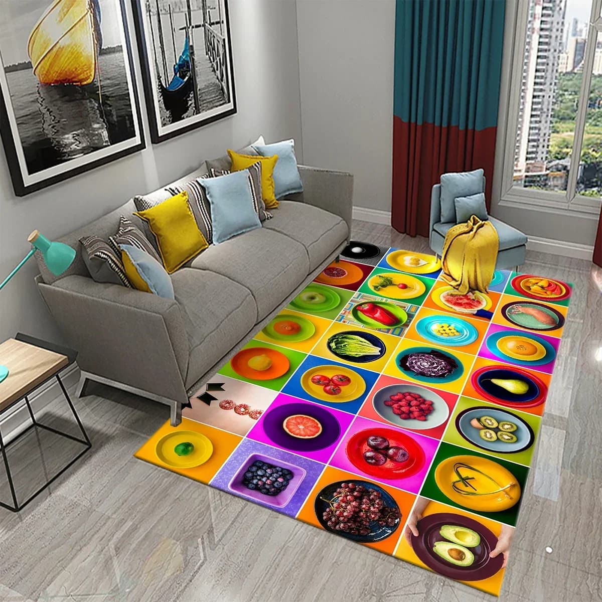 Green Carpet for Healthy Foods Printed Rectangular Mats Yoga Mats Bedroom Living Room Furnishing Soft Mat for Door