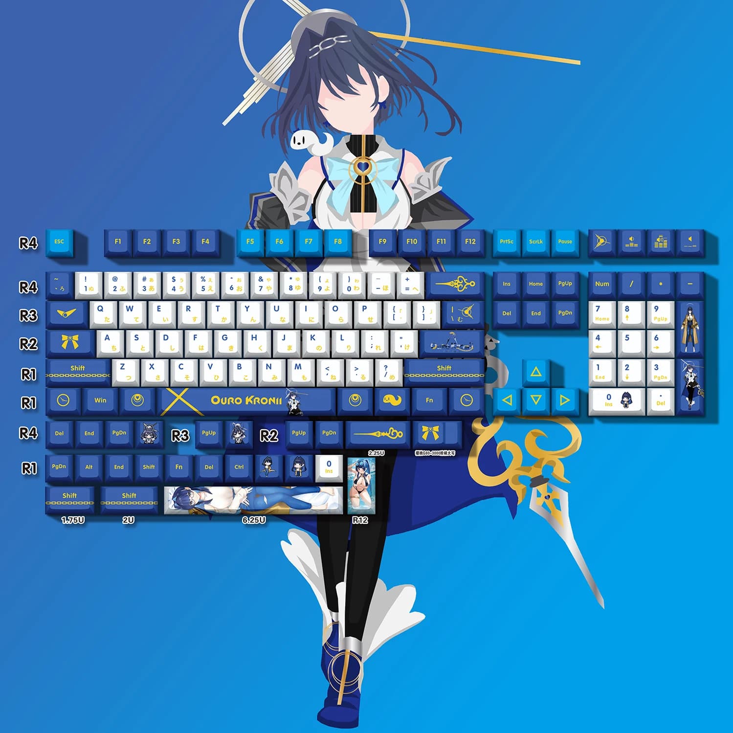 Vtuber Hololive Copritasti Olivia Auro Copritasto PBT Sublimazione della tintura Cherry MX Interruttore ad asse trasversale Copritasto per tastiera meccanica