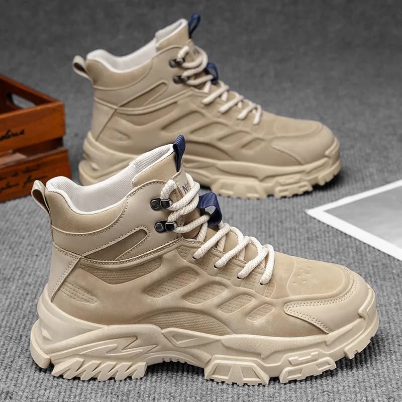 Stivali da Lavoro Impermeabili alla Caviglia per Uomo, Comodi Sneakers da Escursionismo con Piattaforma, Stivali da Moto per Deserto con Ammortizzazione