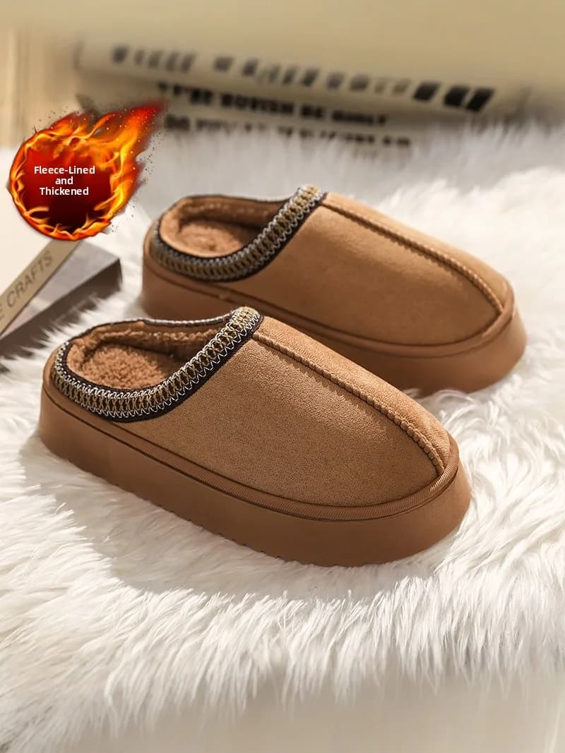 Pantofole da uomo invernali con fondo spesso, antiscivolo, resistenti all'usura, foderate in pile, calde e spesse, per coppie, adatte per l'uso all'aperto.