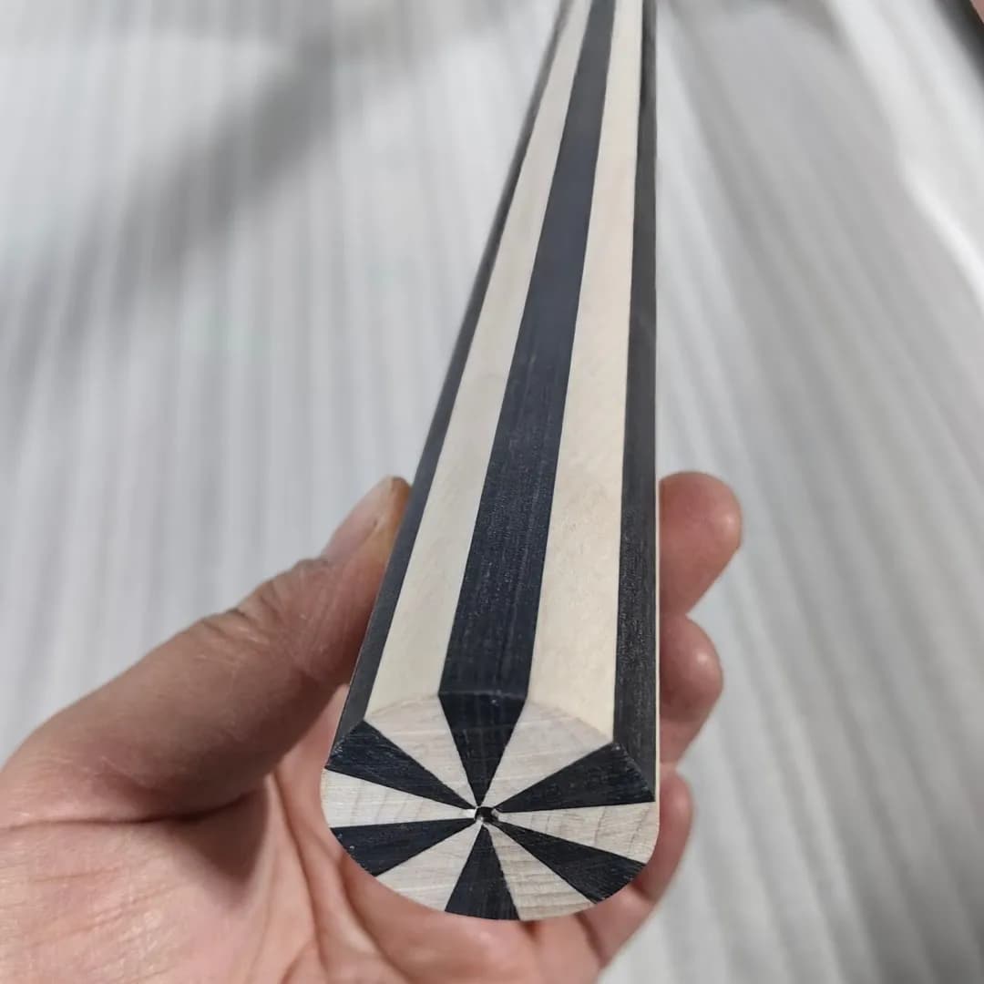 Manico per Stecca da Biliardo 12 IN 1 in Legno Carbonizzato/Tecnologia Nera, Lunghezza: 45cm, Diametro: 36mm