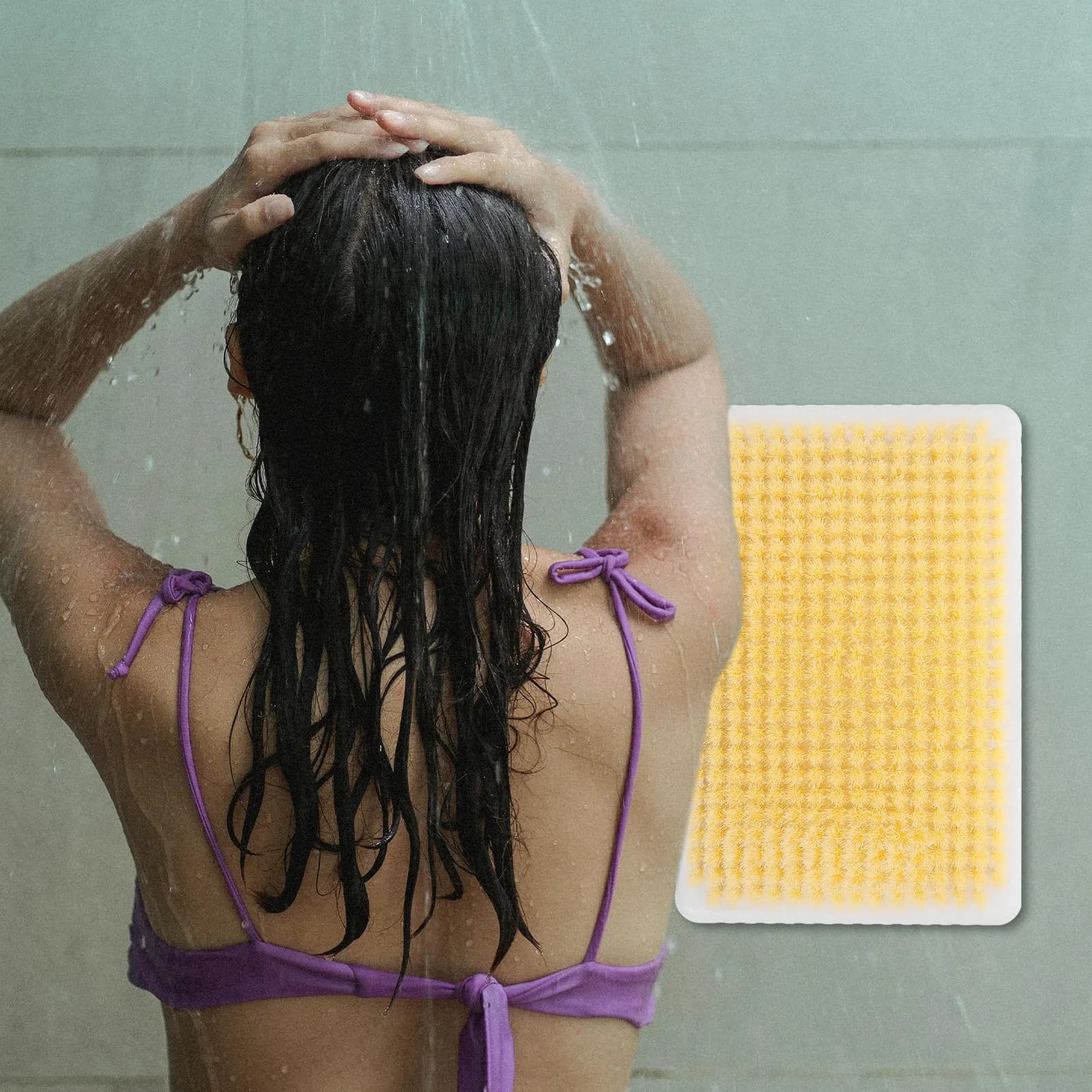 Back Scrubber Wall Mounted Plastic Soft Bristle Bath Massage Pad Hands Free Shower Cleaning Tool for Deep Cleansing and Relaxing