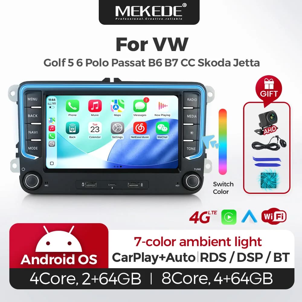MEKEDE Android 15 7" Universal Car Radio For Volkswagen Golf 5 6 Polo Passat B6 B7 CC Skoda Jetta Multimedia GPS Navigation