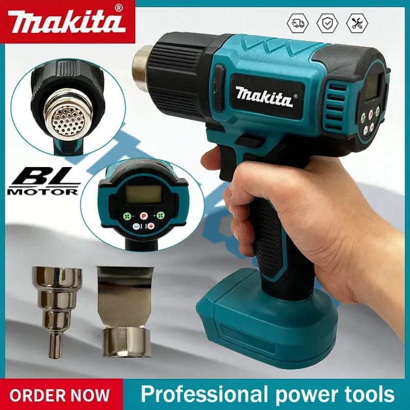 Pistola termica elettrica Makita Pistola termica Pistola ad aria calda senza fili Temperature portatili industriali Batteria regolabile da 18 V