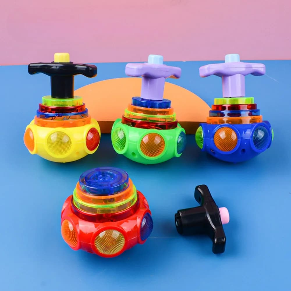 Giocattolo luminoso rotondo Musica leggera Giroscopio rotante Fidget Spinner Trottola Giocattoli Puzzle di colore casuale Giocattoli per bambini Regali per bambini