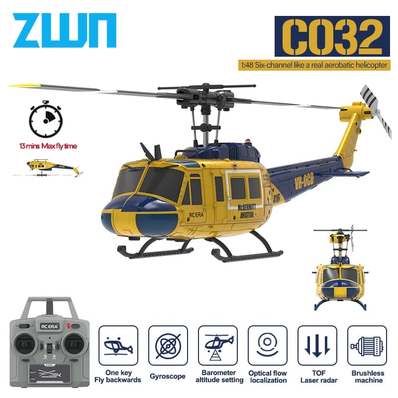 C032 RC Elicottero 2.4G 6-Aixs Giroscopio 6CH Mantenimento dell'altitudine Flusso ottico Brushless Elicottero telecomandato Giocattoli per bambini adulti