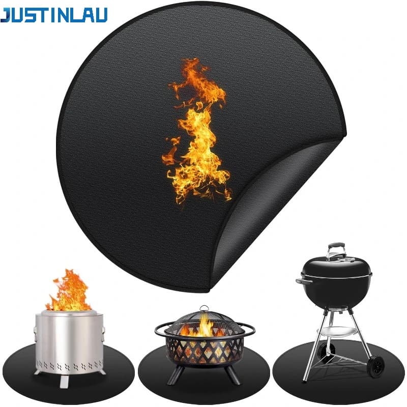JUSTINLAU Outdoor Barbecue Pad for Protecting Wooden Floors Heat Resistant Fire Pit Mat, Flame Retardant Pad Grill Accessories