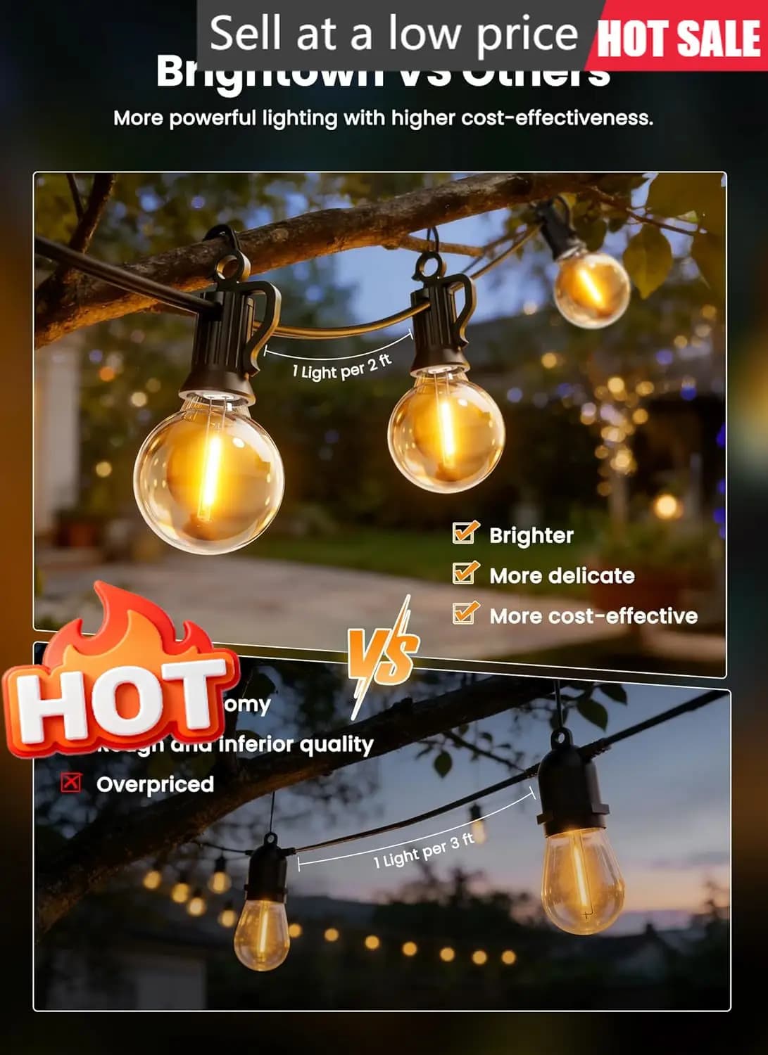 Luci Solari a Stringa da Esterno 63m, 102 LED Infrangibili, Dimmerabili e Temporizzabili, Tre Modalità per Patio, Giardino, Terrazza, Matrimoni