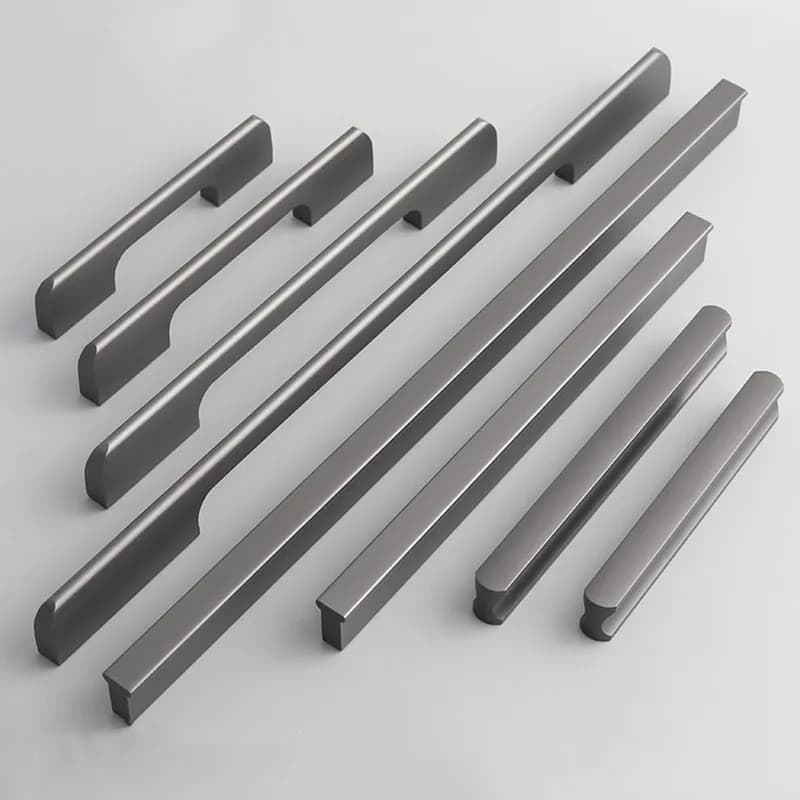 Maniglia per armadio da camera da letto in alluminio con spazio esteso grigio nordico moderno Maniglia per porta decorativa per mobili con pomello per cassetto dell'armadio