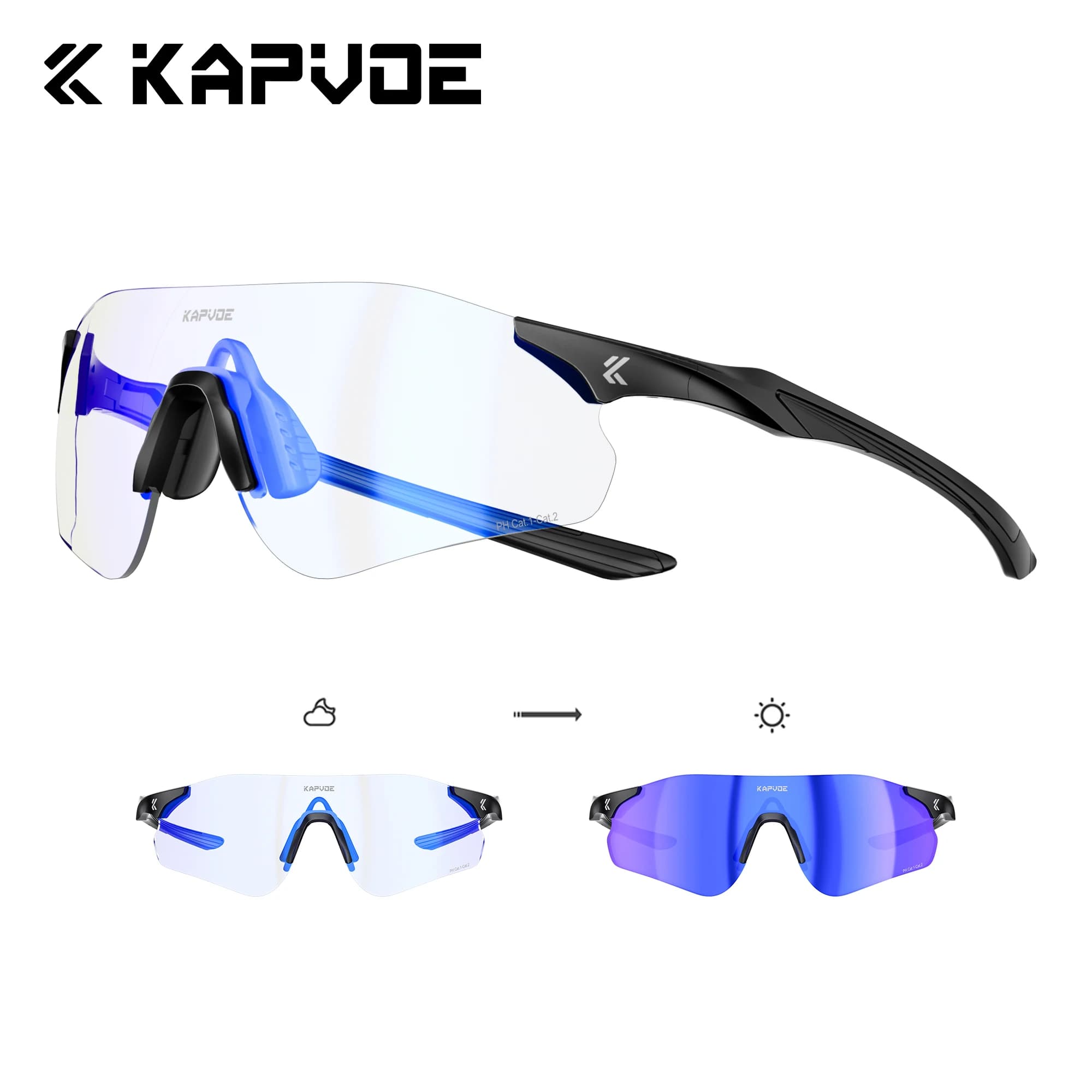 Occhiali da Sole Fotocromatici KAPVOE UV400 per Alpinismo, Sport all'Aperto, Corsa, Escursionismo, Ciclismo e Guida