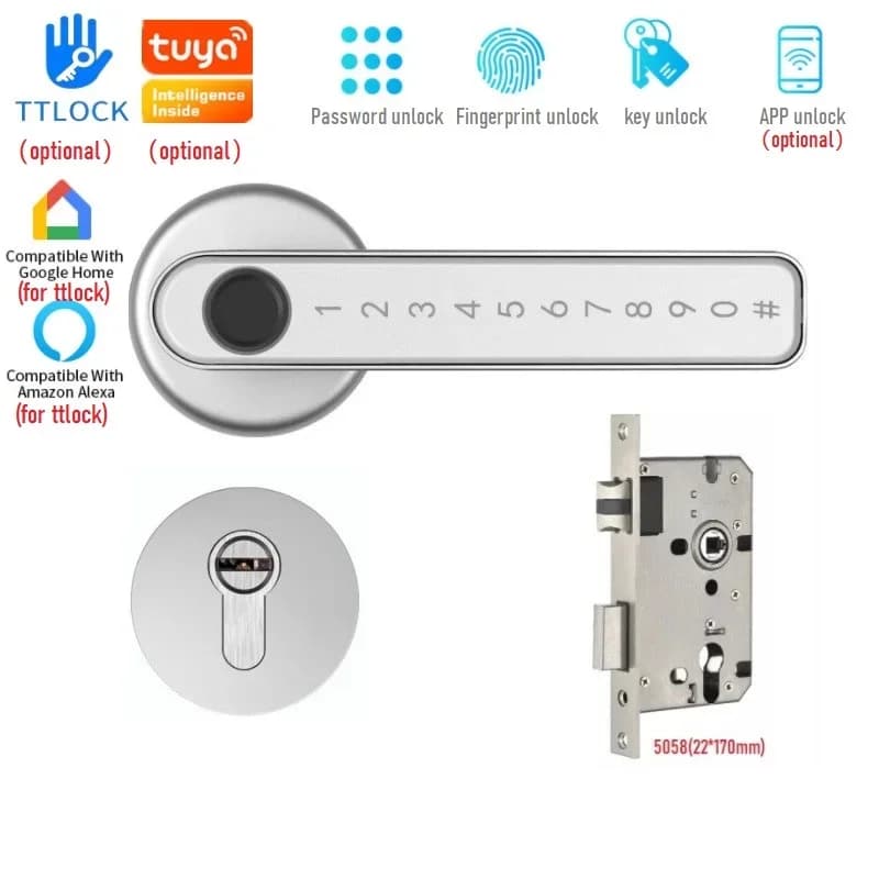 Tuya Smart Door Lock Serratura elettronica digitale divisa Password per impronte digitali APP Sblocca serrature Serratura biometrica di sicurezza domestica intelligente