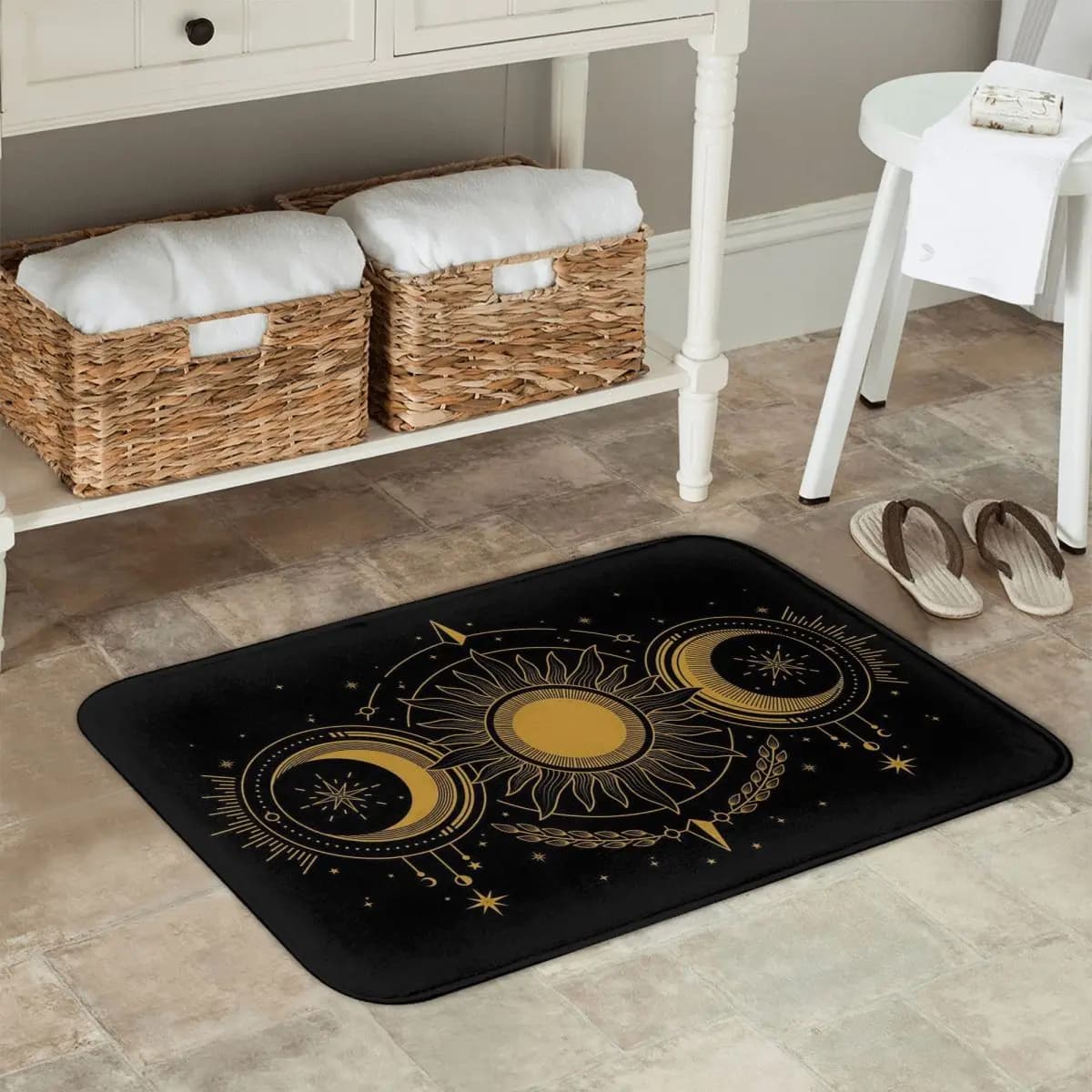 Witch Sun Moon Pentagram Altar Zerbino Gothic Kitchen Entrance Carpet for the house Non-slip carpet for bath mats