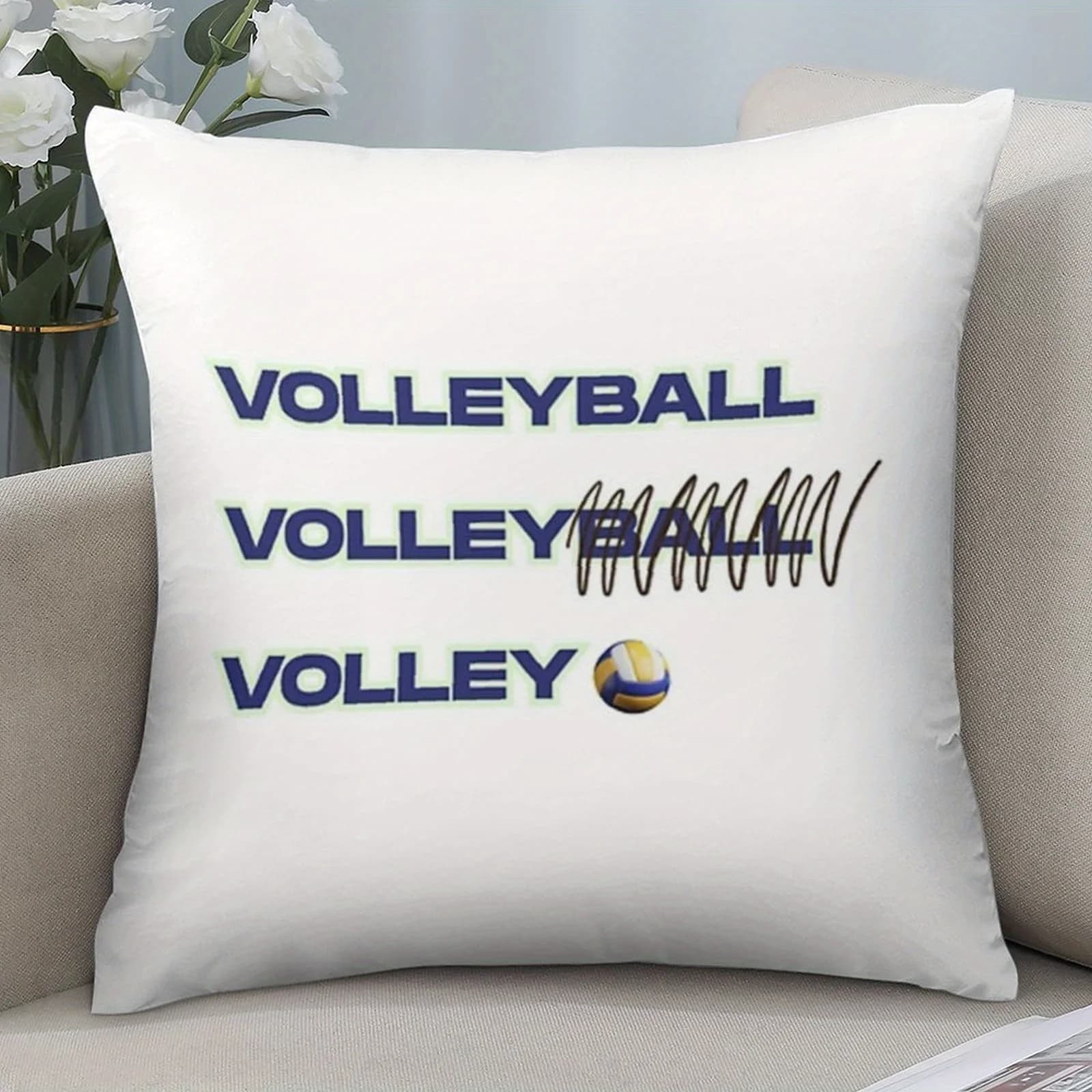 Fodera per cuscino con motivo pallavolo, design sportivo, per soggiorno, camera da letto, decorazioni per la casa, regalo, 40x40 cm.