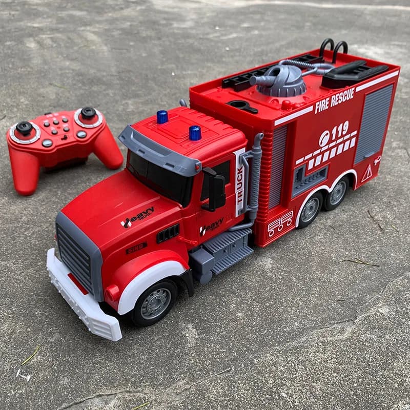 Rc Auto Fuoco Motore Auto 2.4G Camion telecomandato con luci sonore Scala Sprinkler Veicolo di salvataggio Bambini Natale Capodanno Regalo