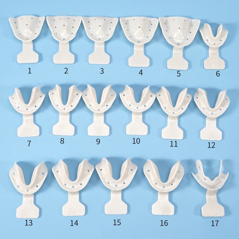 17Pcs Dental Impression Trays Set Edentulous Jaws Holder Autoclavable Complete Lab Teeth Dentist Tools