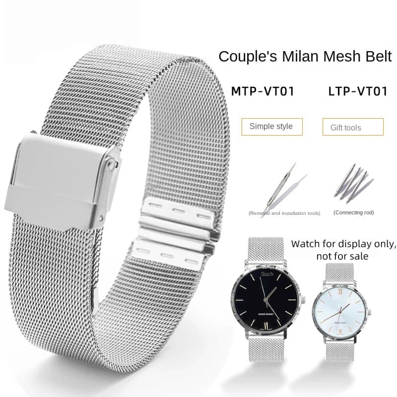 Milanese Mesh Strap For Casio MTP-VT01 LTP-VT01 Men Women Couple Watch Strap MTP VT01 LTP VT01 Minimalist Metal Strap Bracelet