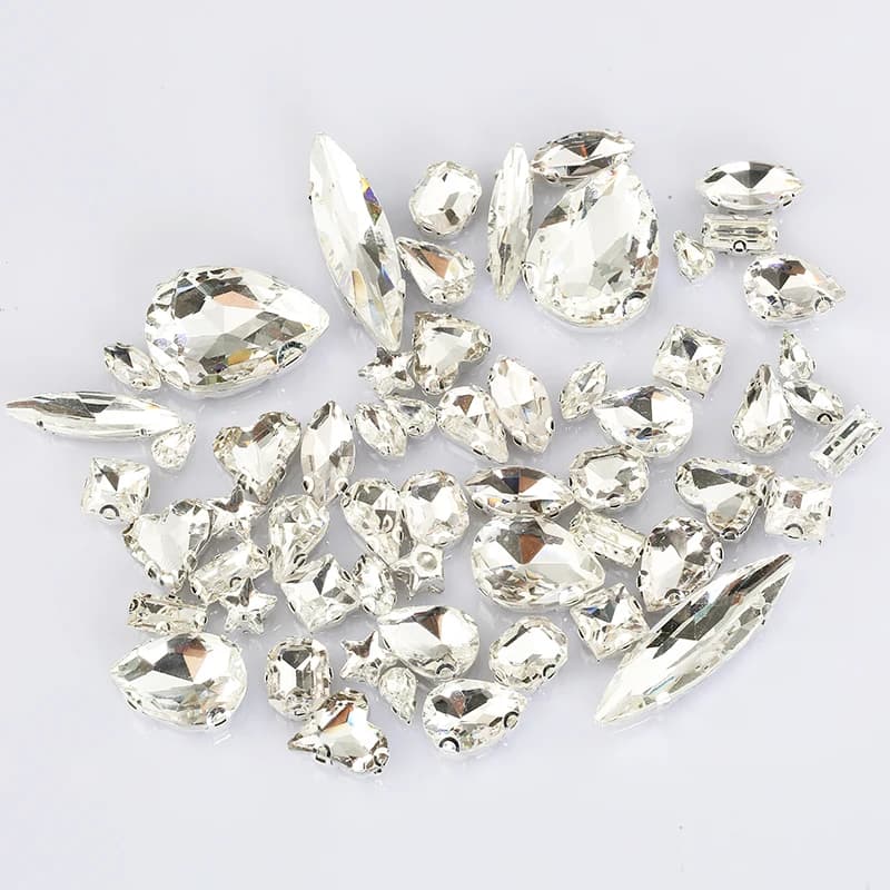 58PCS Forma Mista Formato Misto Cucito Strass di Cristallo di Grandi Dimensioni Nastro Artiglio Impostazioni Cucire su Pietra Cucito per Abiti FAI DA TE