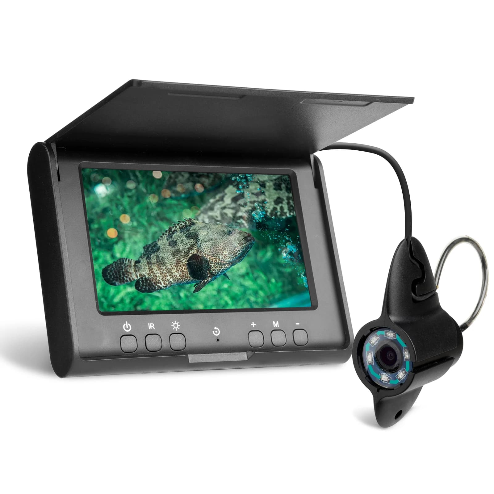 Cavo da 4,3 pollici 15M Fish Finder subacqueo portatile 6 LED IR Telecamera da pesca fissa su asta 1000TVL IP68 per la pesca sul ghiaccio sul lago