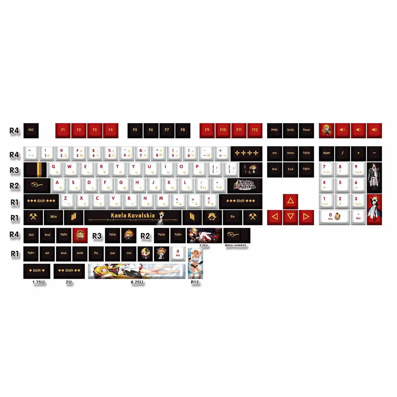 132 keys Anime Copritasti Carino Kaela Kovarskia Keycap PBT Keycap Chreey Copritasti Dye-sub Mechanical keyboard for 64/68/71/108
