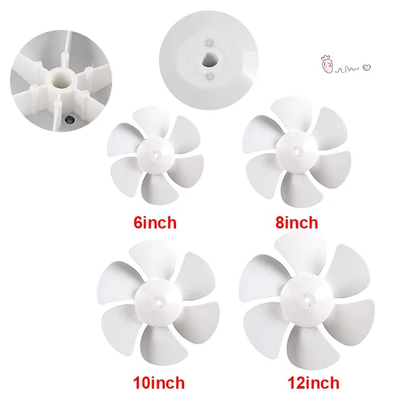 1PC 6/8/10/12 pollici piccola potenza mini pala del ventilatore in plastica 6 foglie per ventilatore elettrico