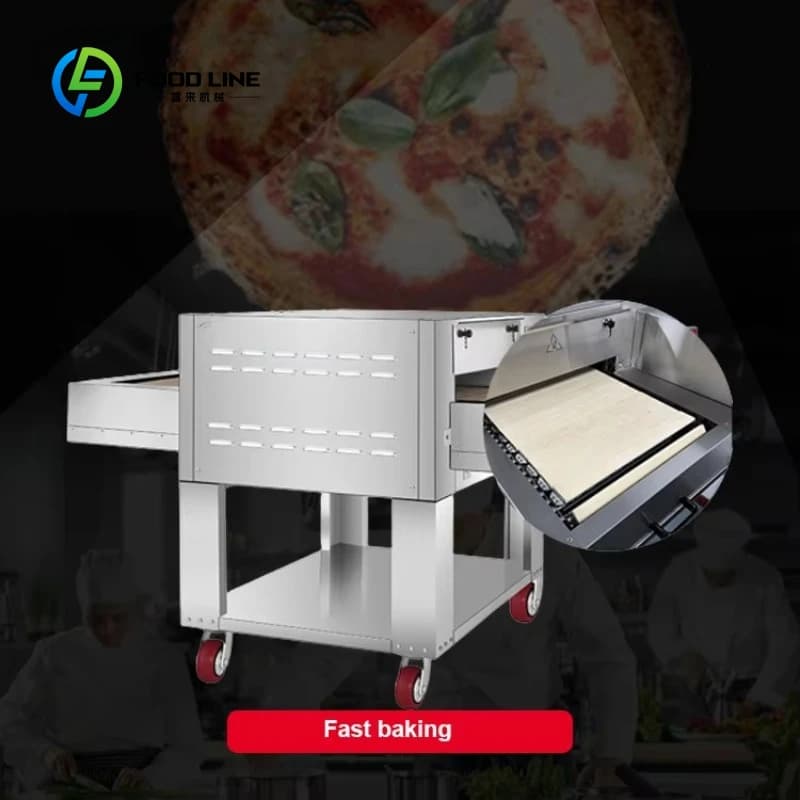 Forno a Nastro per Pizza con Cottura Rapida in 90 Secondi 450 ℃ Nastro Trasportatore in Pietra Personalizzato per Attrezzature da Panetteria per Pita e Naan