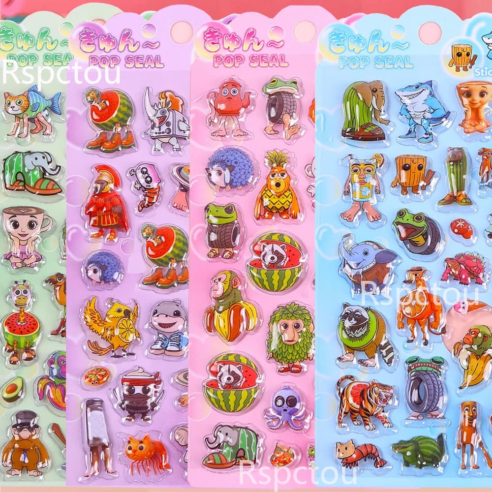 4 pz Tung Sahur 3D Puffy Adesivi Italiano Brainrot Animale Bolla Decalcomanie Notebook Frigo Telefono Adesivo Decorazione Giocattoli