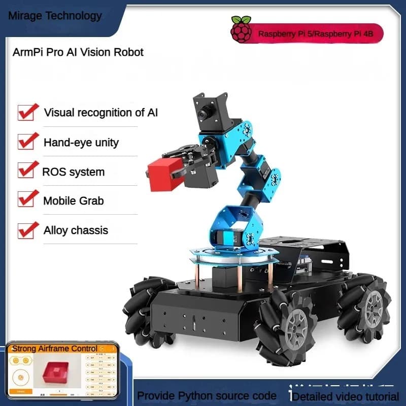 Hiwonder ArmPi Pro PER Raspberry Pi 4B 5 ROS Robot Arm Developer Kit FAI DA TE with 4WD Mecanum Wheel Frame Open Source Robot Auto