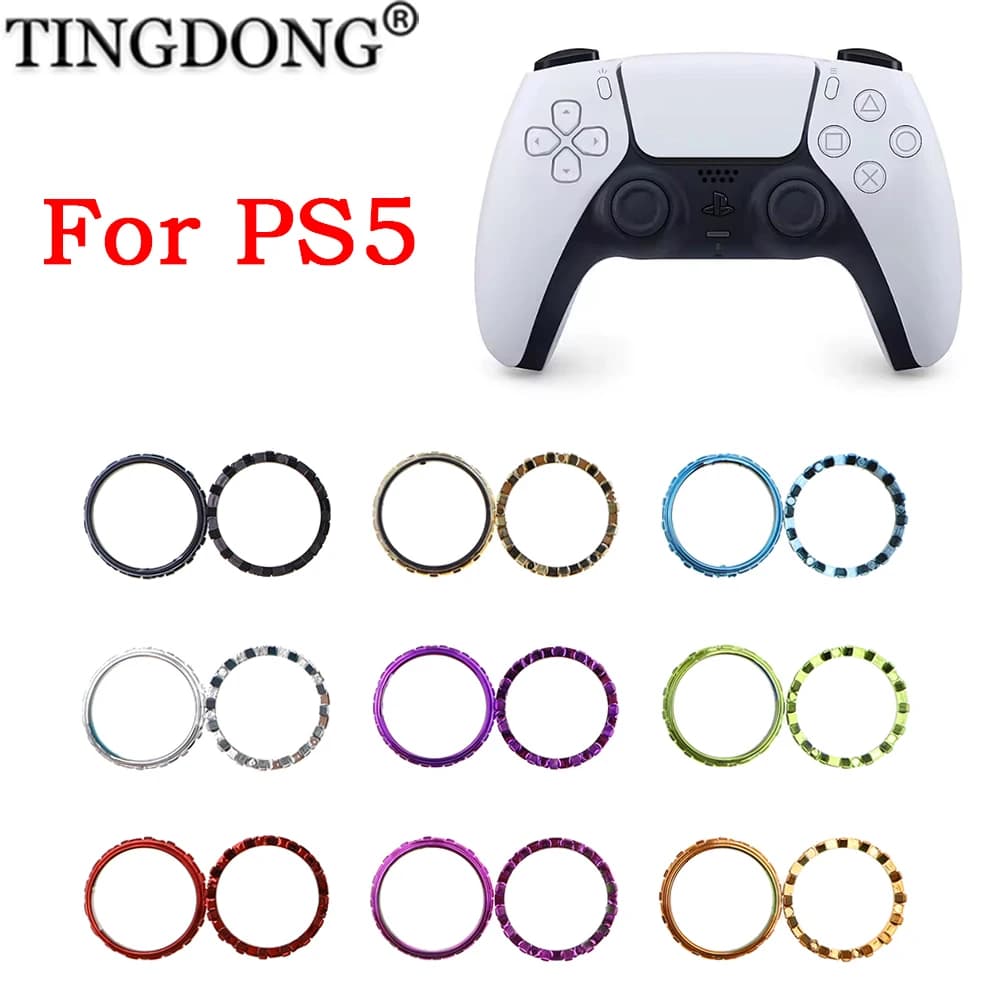 1-5 paia di accessori di ricambio Anelli di accento per levetta cromati per controller PS5 DualSense 5 PS5