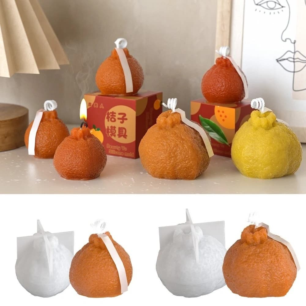 1-2PCS Fruit Aromatherapy Candle Mould Orange Shape DIY Silicone Mold for Gypsum Resin Epoxy Making Kits Home Decor Craft Gifts