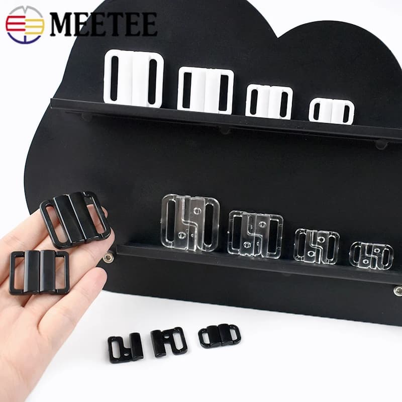 20-100 Set 10/15/20/25mm Fibbie in plastica per reggiseno Bikini Strap Catenacci Bottone di chiusura in resina Biancheria intima Ganci Accessori per cucire fai da te