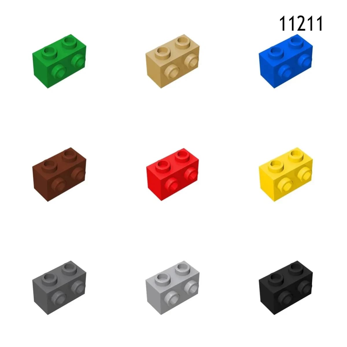 60 pz MOC Building Blocks 11211 Mattoni Modificati 1x2 con Borchie sul lato Compatibile Assembla Particelle Costruzione Giocattoli Creativi