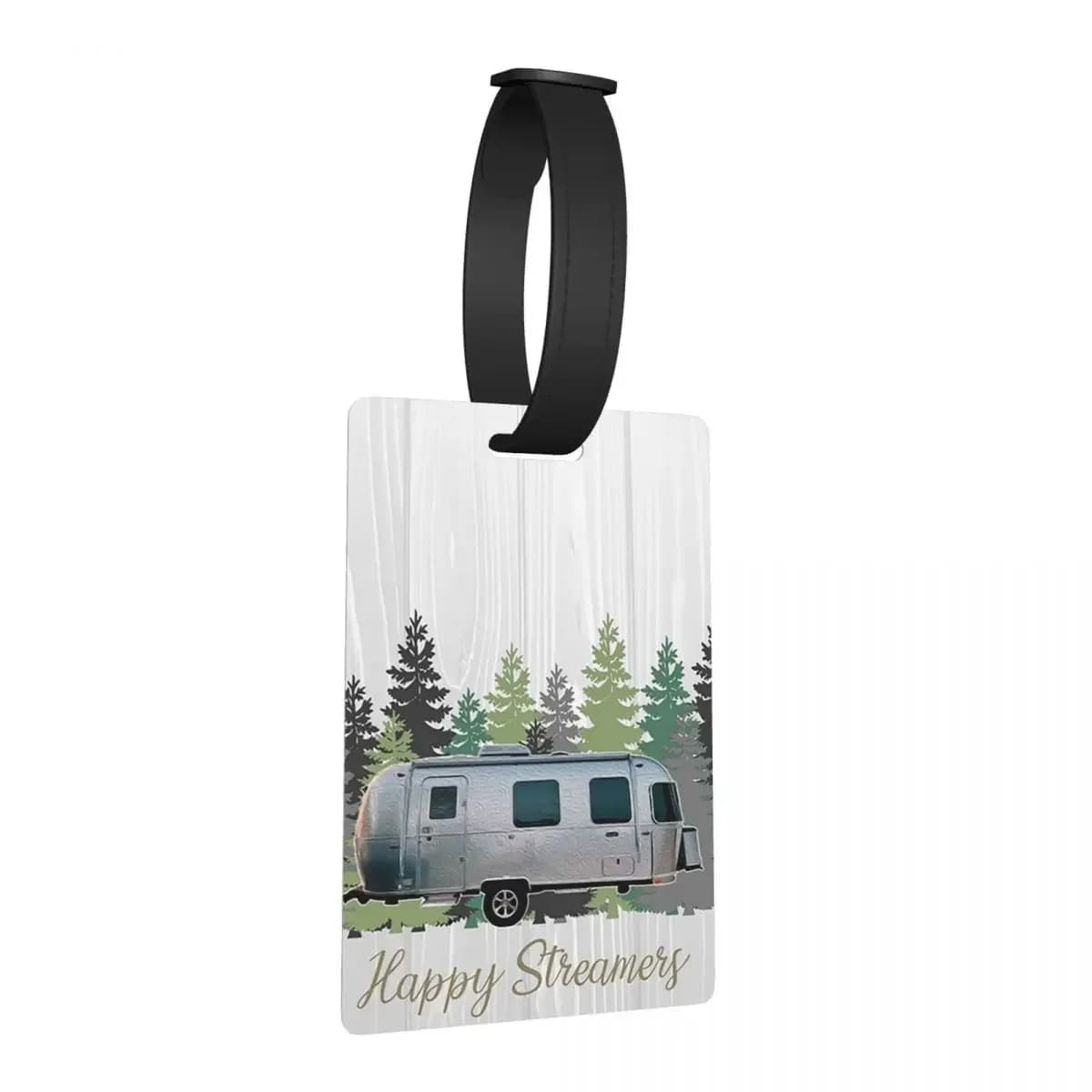 Happy Streamers Camper da campeggio Etichette per bagagli Accessorio per valigia Moda da viaggio Etichetta per imbarco per bagagli Porta etichette ID Nome Indirizzo