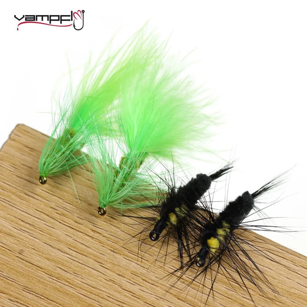 Vampfly 5 pezzi # 6 Bugger lanoso Gancio per legare mosche spinato Verme lanoso Mosca Esche per insetti artificiali Mosche per pesca a mosca Esca per pesca alla trota