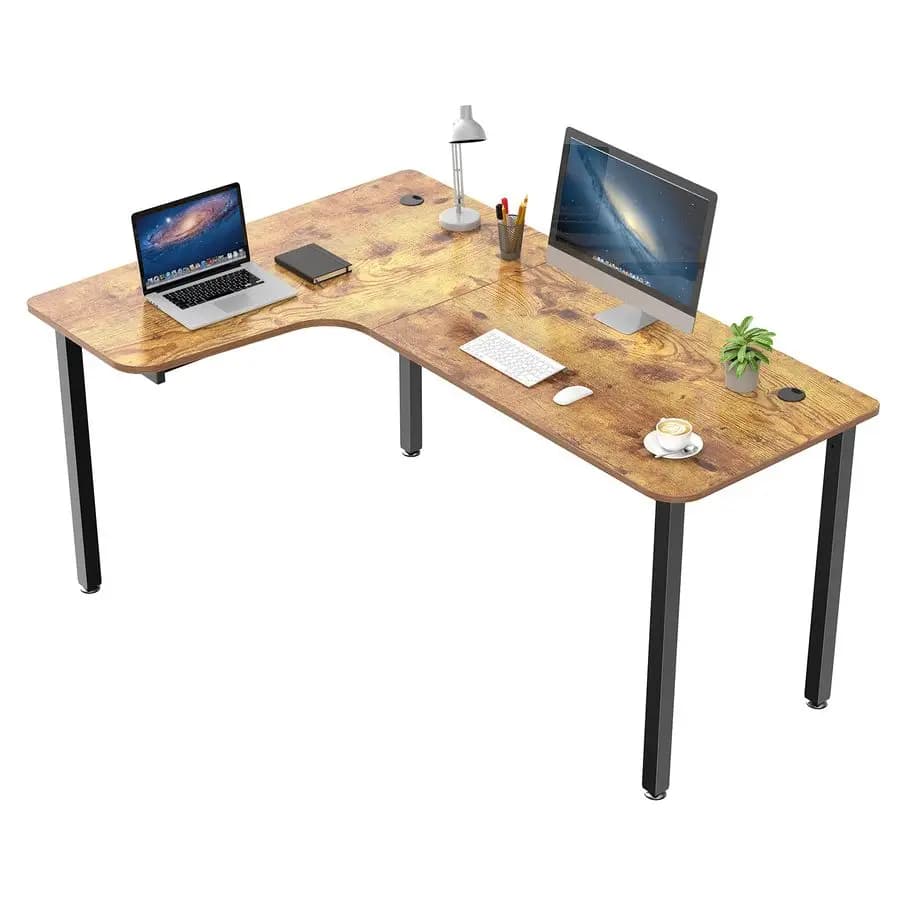 Scrivania per computer a forma di L, scrivania angolare da 61 pollici, scrivania per studio e ufficio, scrivania da gaming per casa con ampio tappetino per mouse e gestione cavi