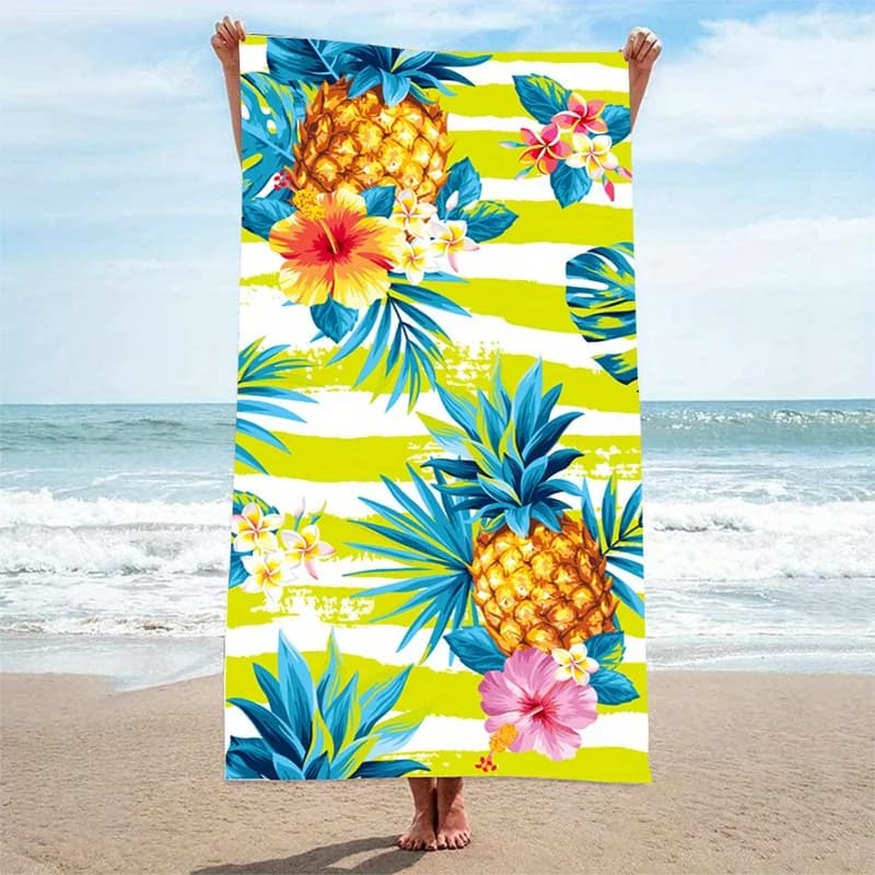 Telo mare tropicale con ananas, fantasia, protezione solare e antivento, adatto per piscina, campeggio, viaggi, coperta.
