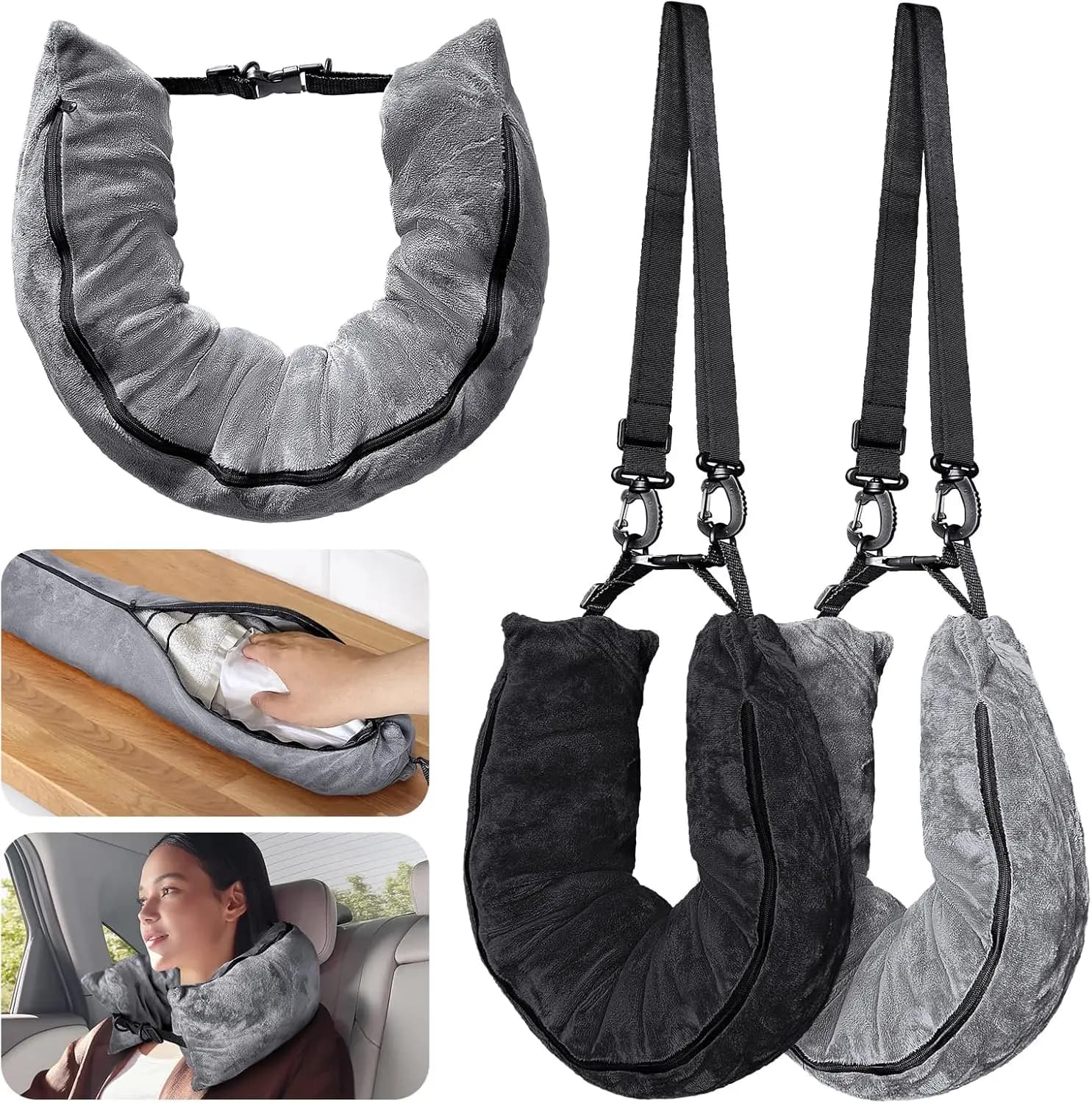 Cuscino da Viaggio Comprimibile (Confezione da 2): Bagaglio Extra, Supporto Regolabile per il Collo, Contiene 6 Magliette