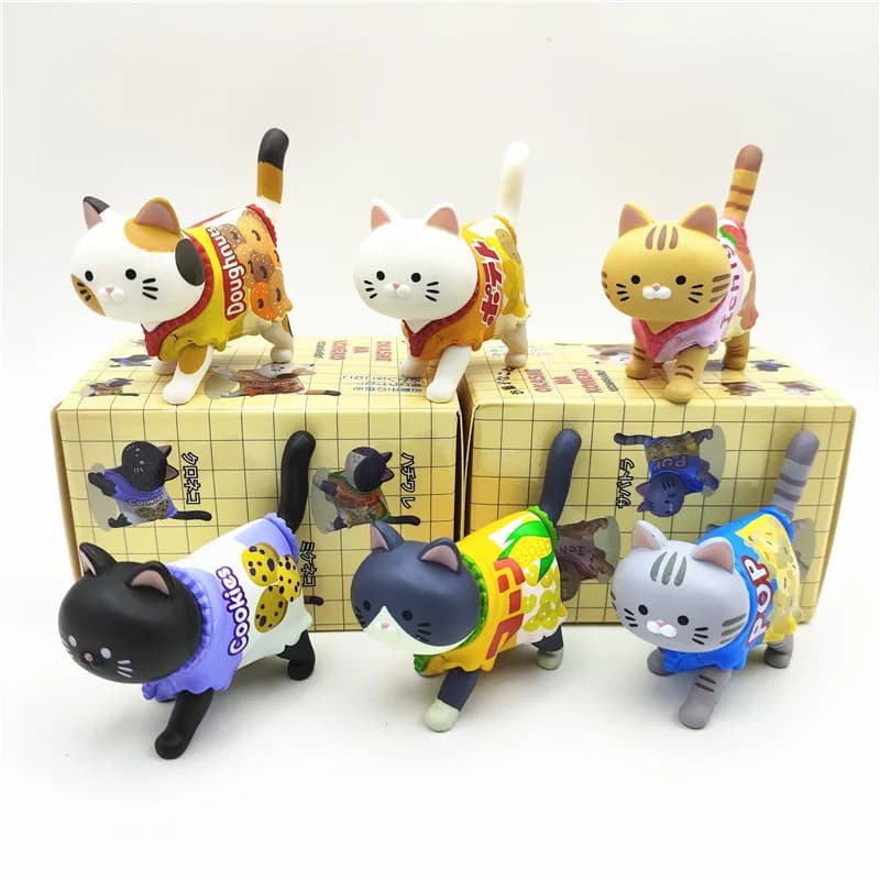 Scatola cieca per gatti carini che indossa confezioni di caramelle Snack Figure di gatti Giocattoli gattini Bambole Borsa cieca Bambini Regalo di Natale per bambini