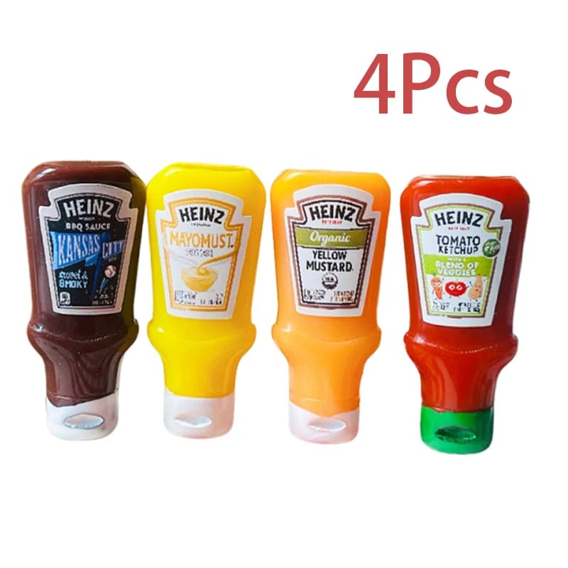 4Pcs Dollhouse Miniature Strawberry Sauce Jam Jar Kitchen Food Accessories For Dolls House Decorations Kids Toys Gift