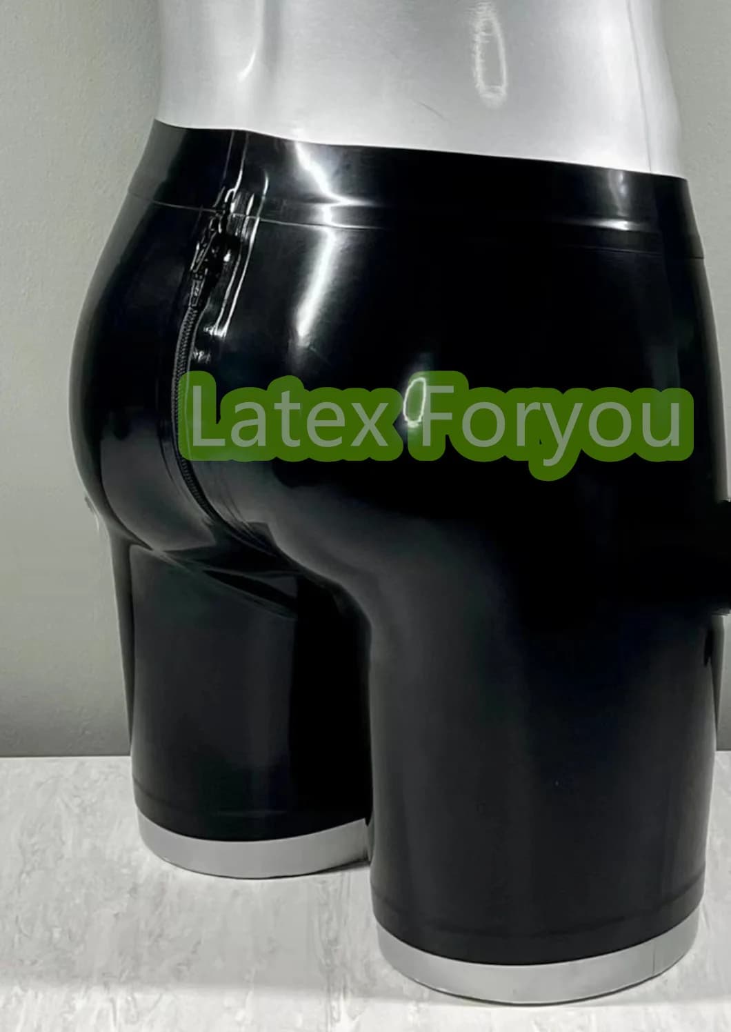 Fetish fatto a mano Slim Fit in lattice naturale da uomo con cerniera sul cavallo Boxer sexy in gomma nera Pantaloncini maschili Boxer intimo Vendita calda Lingerie