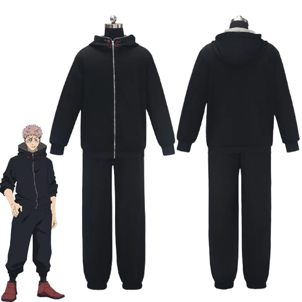 Japanese Anime Itadori Yuji Cosplay Costume Jacket Hoodie Uniform Sportswear Halloween Women Men Daily Anime Clothing Full Set