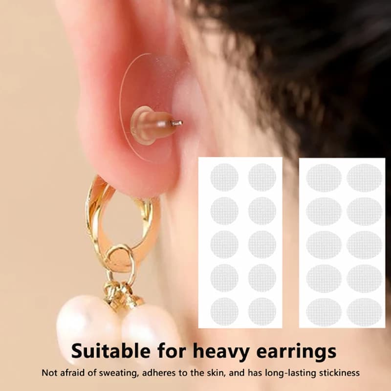 100Pcs Clear Invisible Earlobe Protective Stickers for Stretchable Earlobes Relief from Heavy Earring Strain