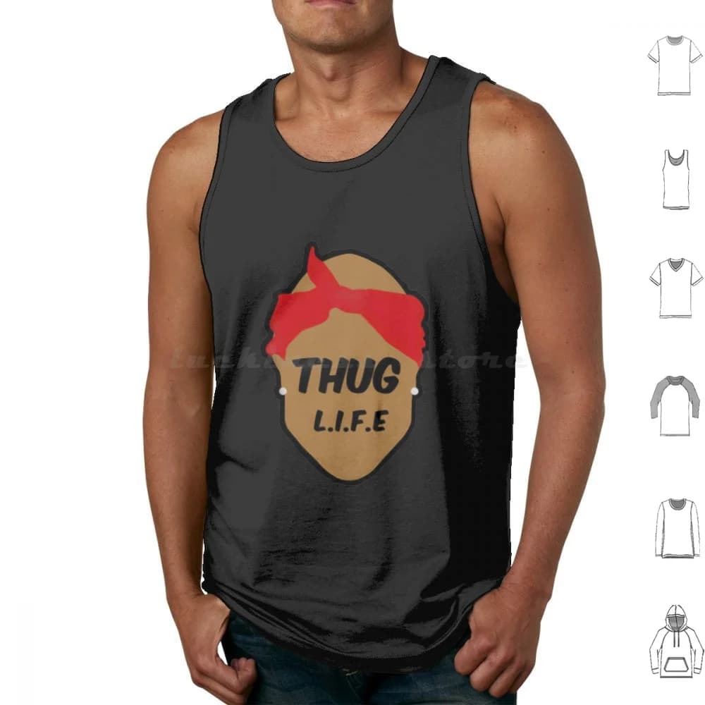 Thug Life Canotte Canottiera senza maniche Hiphop Song Album 2 Pac Cool Rap Shakur Hip Hop Rapper 2pac