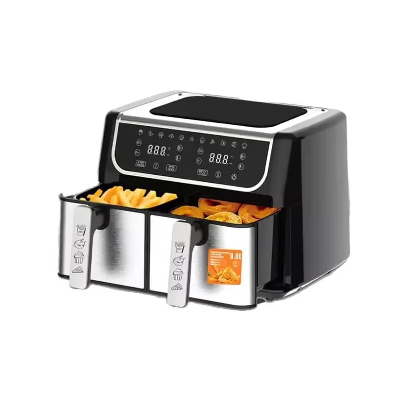 Hot Selling 12L Double Basket Electric Air Fryer Smokeless Modern Style Glass Visual Touch Screen