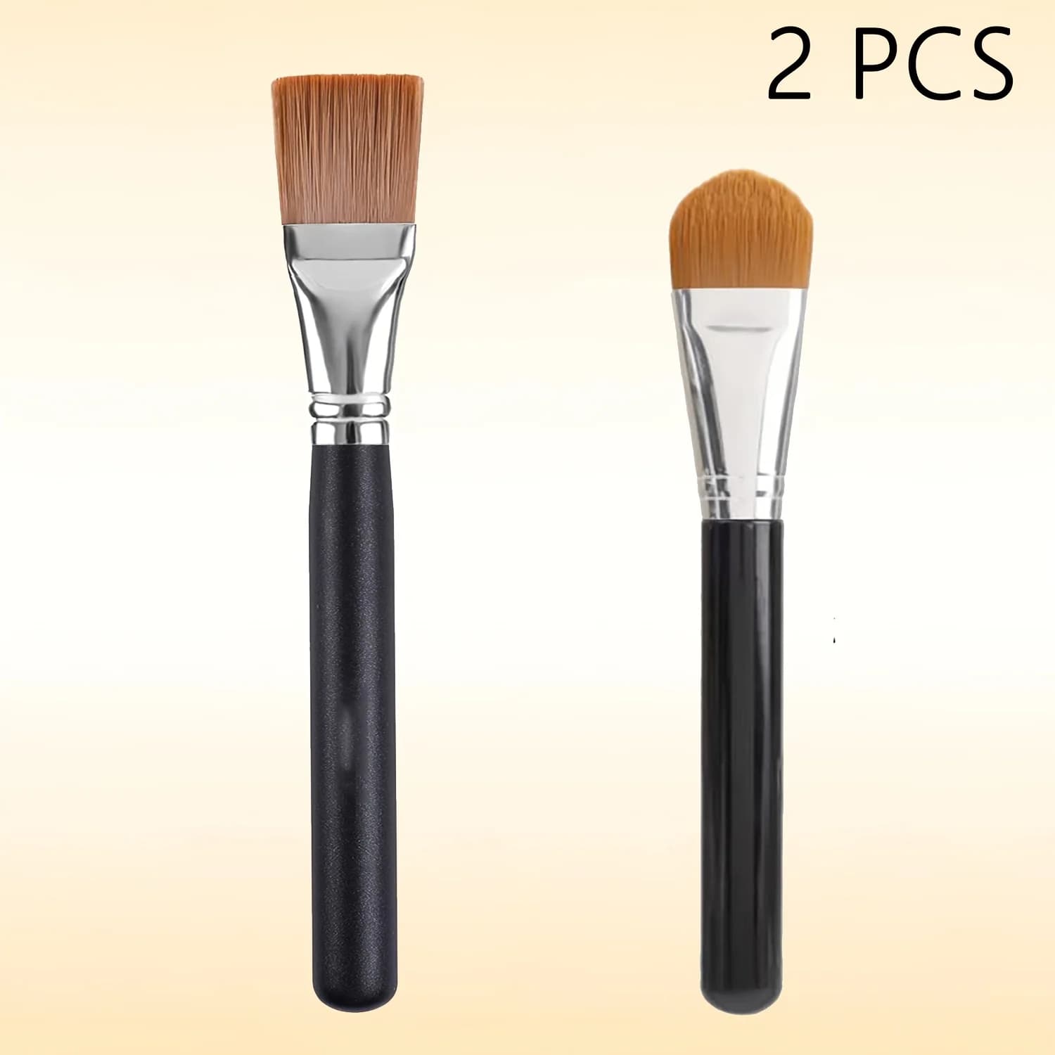 2 pennelli trucco ultra sottili professionali per fondotinta, correttore e contouring, per trucco liquido e in crema, piatti e di alta qualità