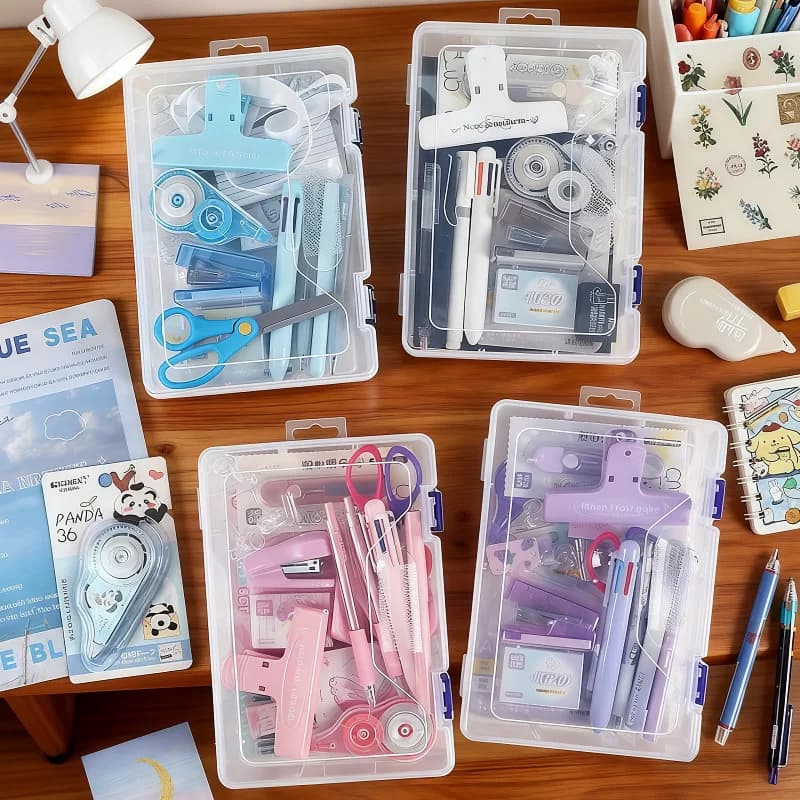 Transparent Acrylic Pencil Case Set High Appearance Stationery Organizer Portable Student School Supplies Gift for Friends