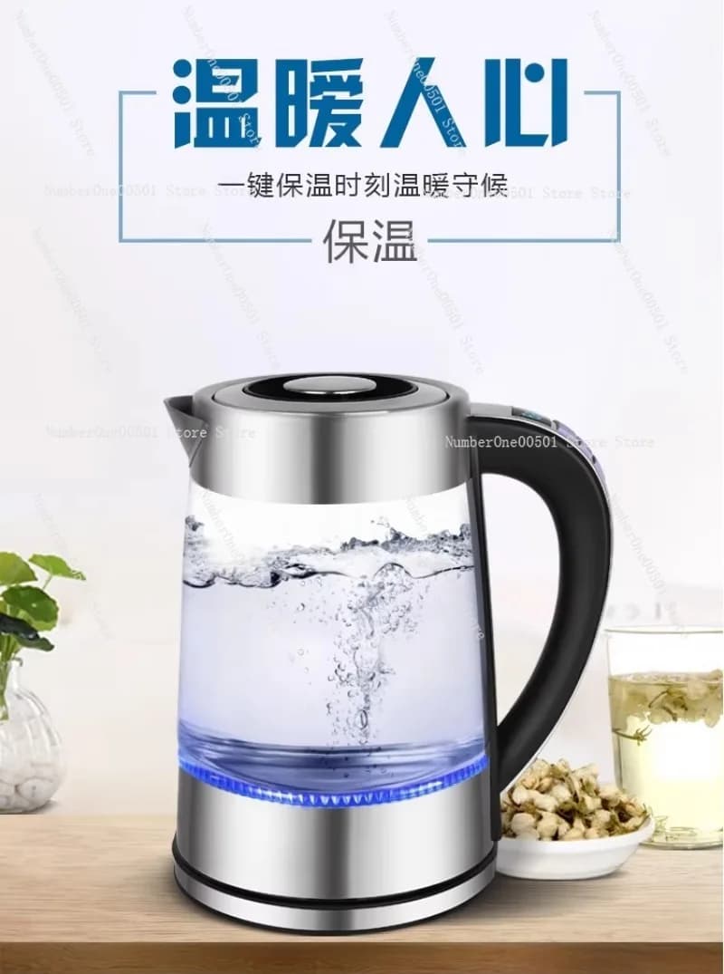 Bollitore Elettrico SMG-D1818 in Vetro Borosilicato ad Alta Resistenza, Isolamento Termico Multistadio, Riscaldamento Rapido dell'Acqua per Casa