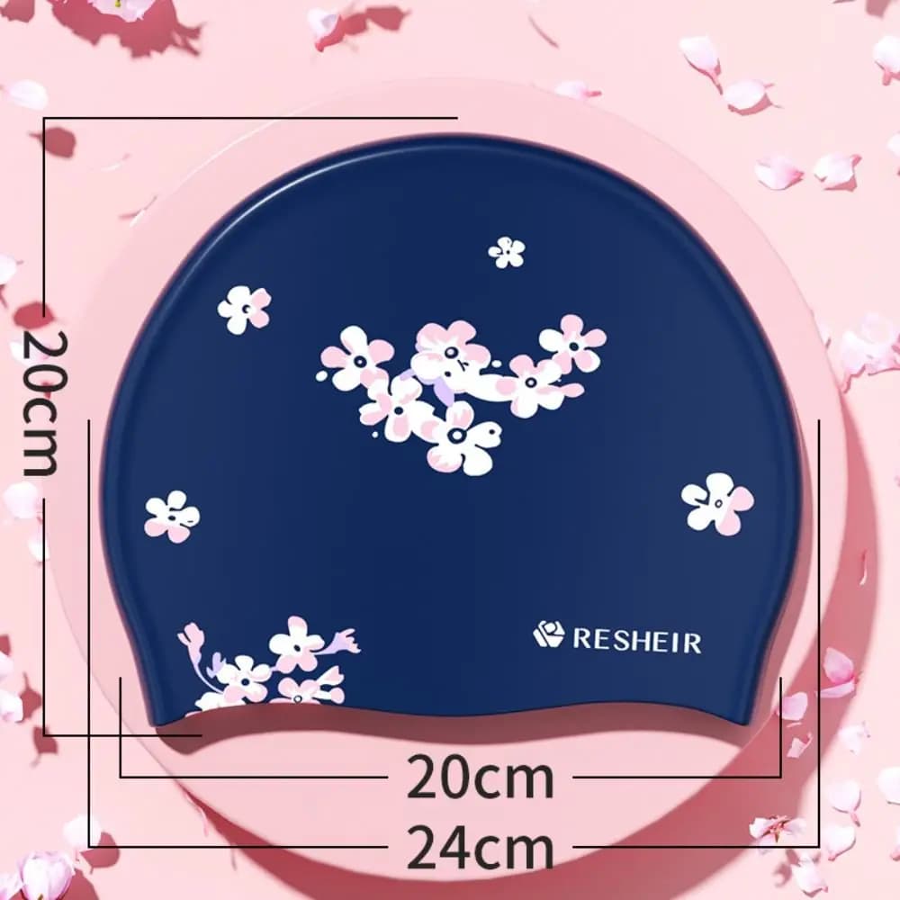 High Elastic Waterproof Swimming Cap Comfortable Protect Ears Silicone Swim Cap Silicone Waterproof Printed Swimming Cap