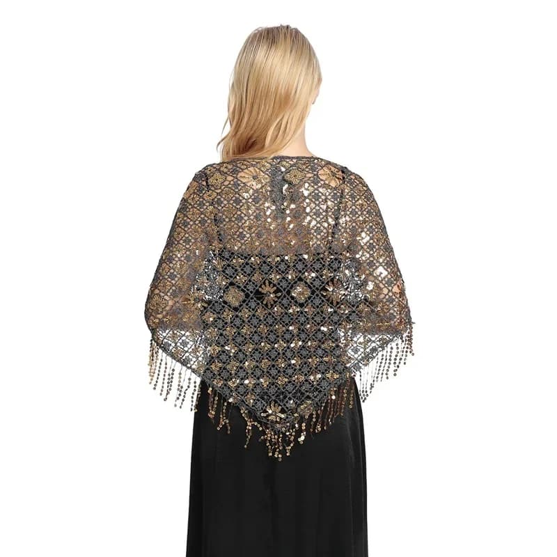 Spring Autumn Style Sequin Tassel Scarf Sequin Cape Dinner Party Capes Women Tassel Cape Cloak Lady Ponchos G 8