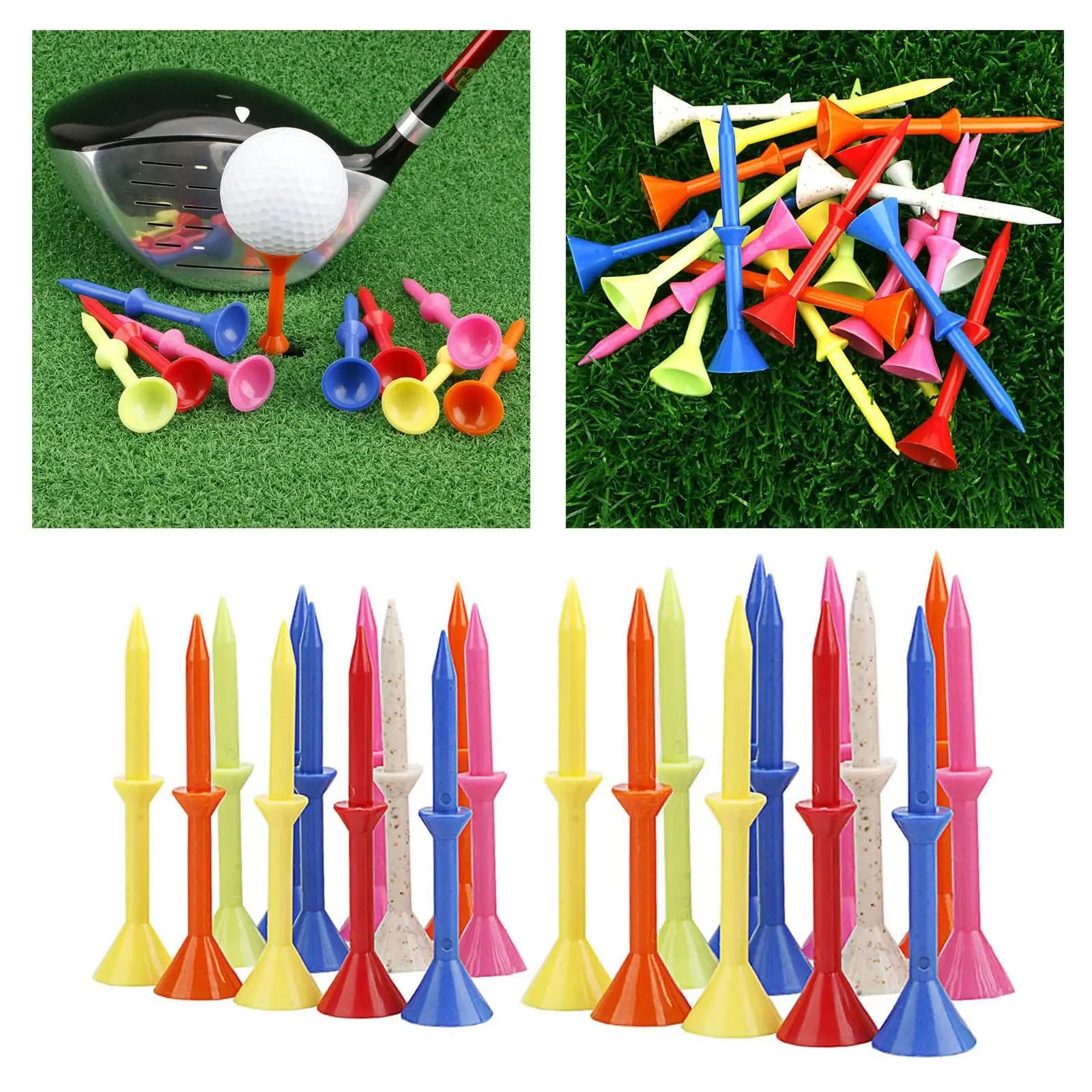 Tees in plastica da golf 12 pezzi Colori casuali Flessibile ausilio per l'allenamento del golfista riutilizzabile